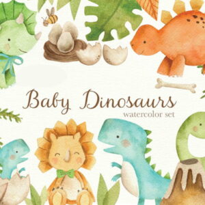 Kit Digital Dinossauro Baby Aquarela