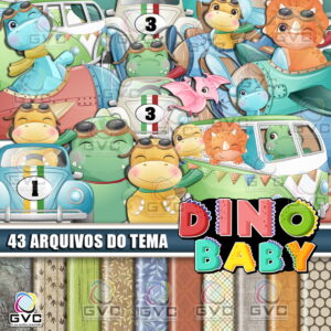 Kit Digital Dinossauro Baby Aquarela