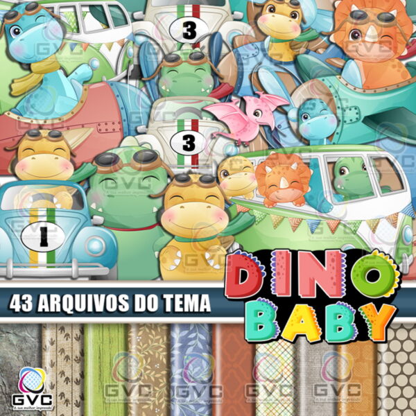Kit Digital Dinossauro Baby Aquarela