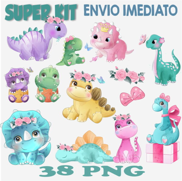 Kit Digital Dinossauro Menina