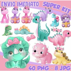 Kit Digital Dinossauro Menina