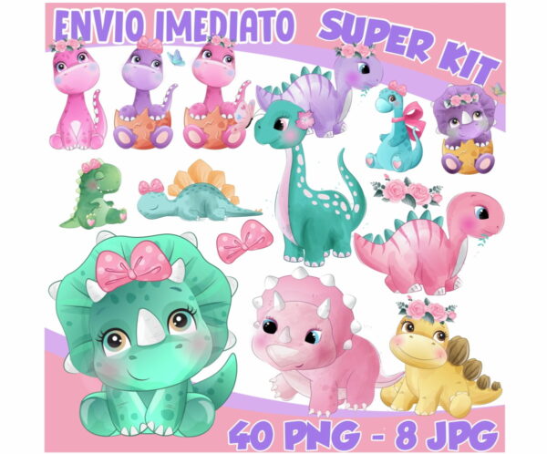 Kit Digital Dinossauro Menina