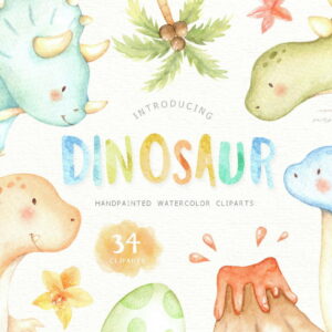 Kit digital Dinossauros aquarela - Envio Imediato
