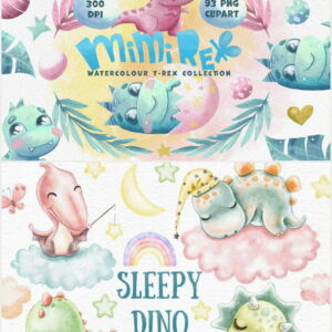 Kit Digital Dinossauros Baby Aquarela