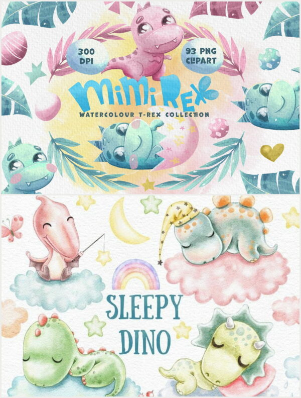 Kit Digital Dinossauros Baby Aquarela