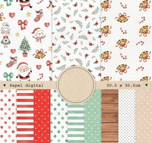 Kit Digital Doce Natal Aquarela/+20kits Grátis Cod:54n - Image 2
