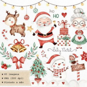 Kit Digital Doce Natal Aquarela/+20kits Grátis Cod:54n