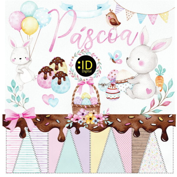 Kit Digital Doce Páscoa Aquarela