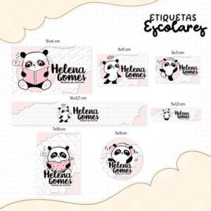 kit Digital Etiqueta Escolar Panda STUDIO PDF PNG