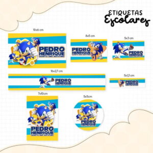 kit Digital Etiqueta escolar Sonic STUDIO PDF PNG