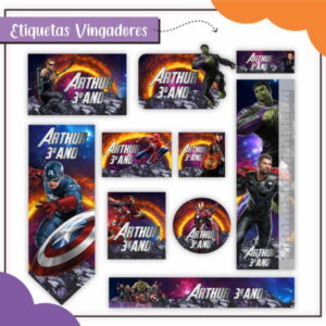 kit Digital Etiqueta Escolar Vingadores SUDIO PDF PNG