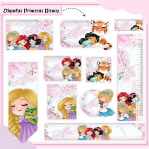 kit Digital Etiquetas Escolar Princesas Disne SUDIO PDF PNG