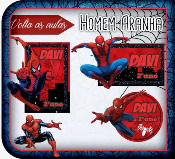 kit Digital Etiquetas escolares Homem Aranha