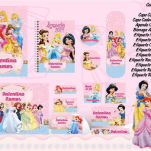 kit Digital Etiquetas Escolares Princesas