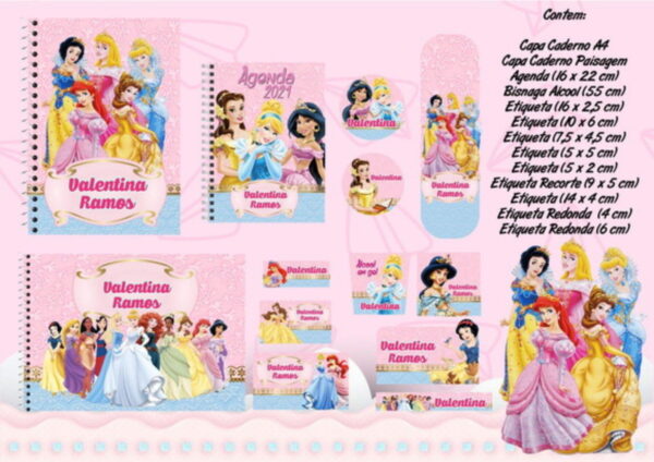 kit Digital Etiquetas Escolares Princesas