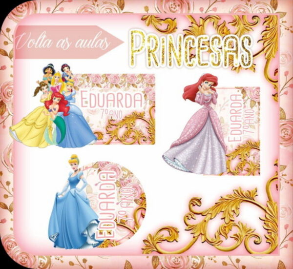 kit Digital Etiquetas Escolares Princesas