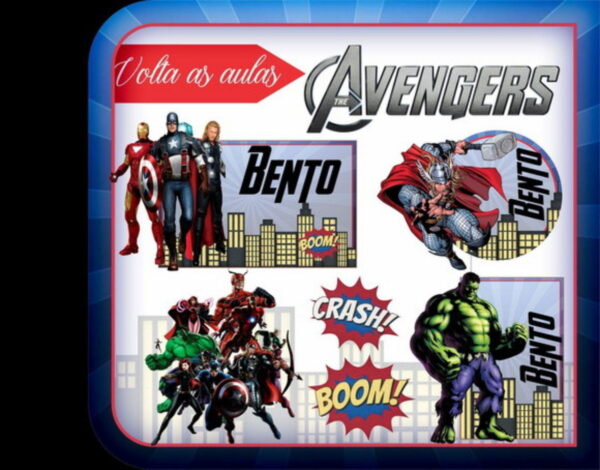 kit Digital Etiquetas escolares Vingadores