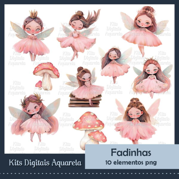 Kit Digital Fadas Aquarela