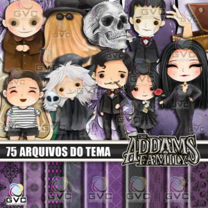 Kit Digital Família Addams Aquarela