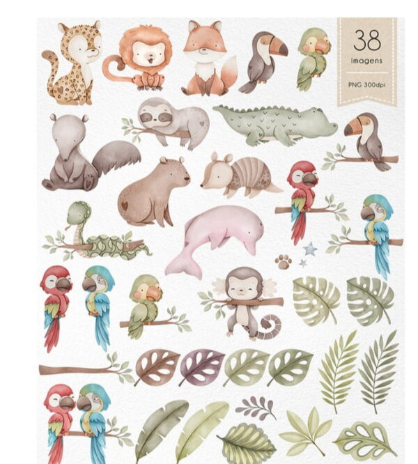 Kit Digital - Fauna Brasileira Aquarela - Imagem 2