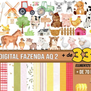 Kit Digital Fazenda Aquarela 2 Png + 2 Brindes