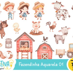 Kit Digital - Fazendinha Aquarela 01
