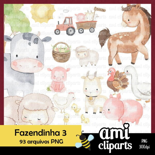 Kit Digital Fazendinha aquarela #03