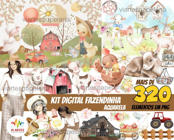 KIT DIGITAL FAZENDINHA AQUARELA 1