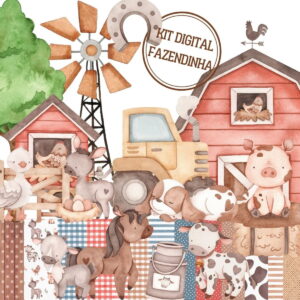Kit Digital Fazendinha Aquarela/+20kits Grátis Cod:0208