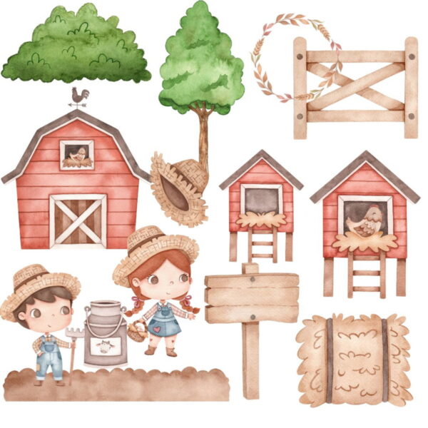 Kit Digital Fazendinha Aquarela/+20kits Grátis Cod:0208 - Image 2