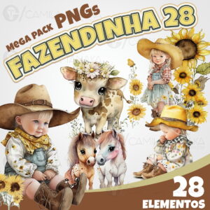 Kit Digital Fazendinha Aquarela 28 (pague 1 Leve 3)