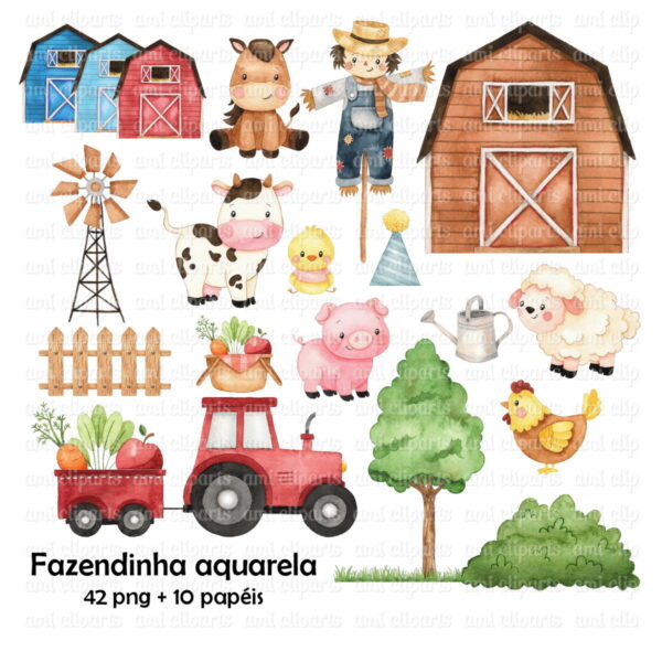 Kit Digital Fazendinha Aquarela