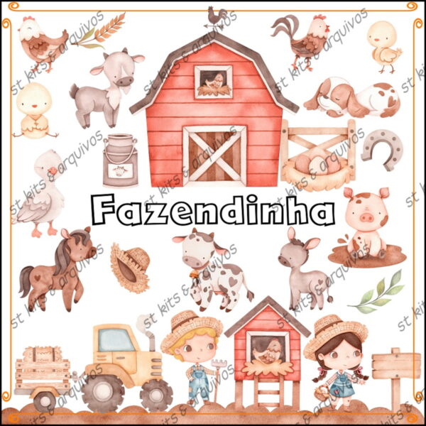 Kit Digital Fazendinha Aquarela