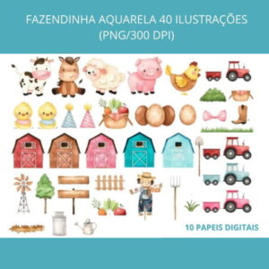 Kit Digital Fazendinha Aquarelado (004)