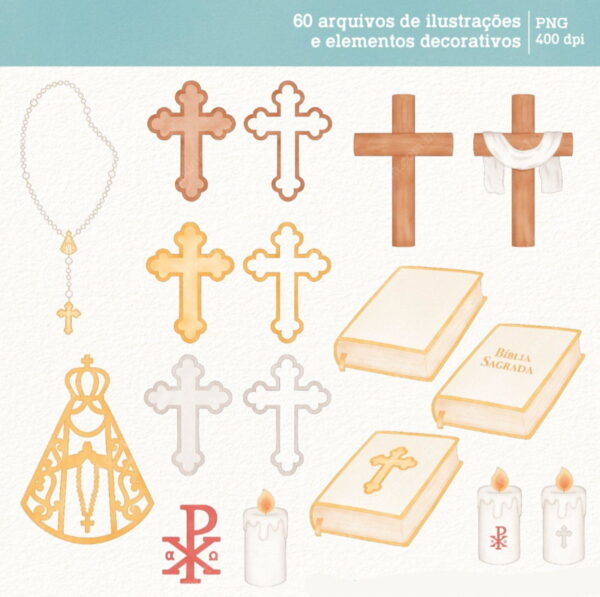 Kit Digital Fé Cristã - Cliparts em Aquarela - Image 4