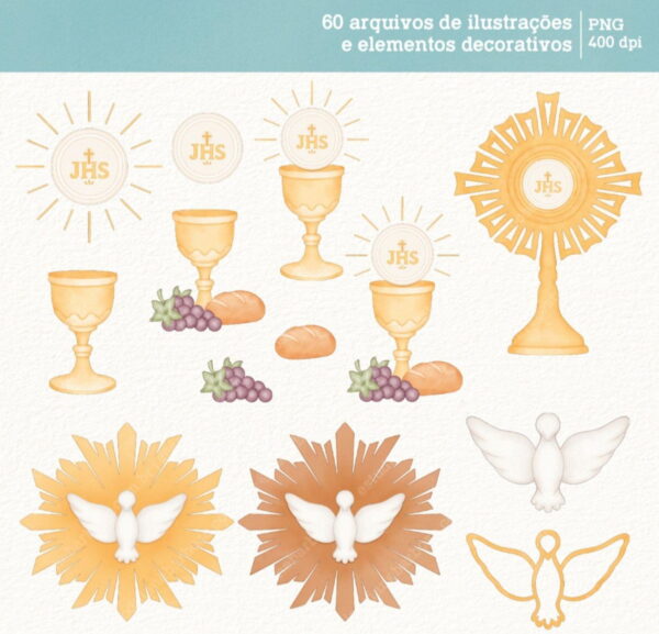 Kit Digital Fé Cristã - Cliparts em Aquarela - Image 3