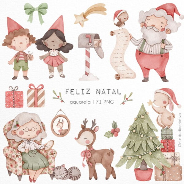Kit Digital Feliz Natal Aquarela