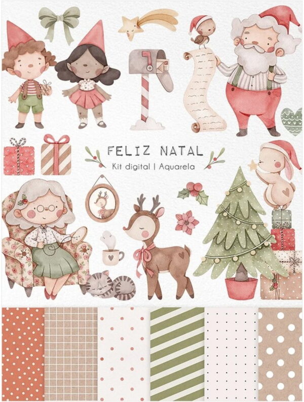 Kit Digital - Feliz Natal Aquarela