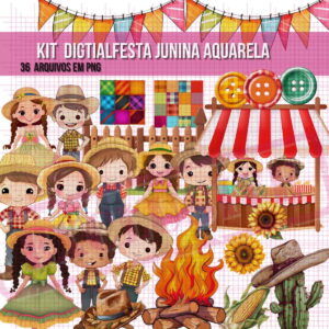 Kit Digital Festa Junina Aquarela Exclusivo