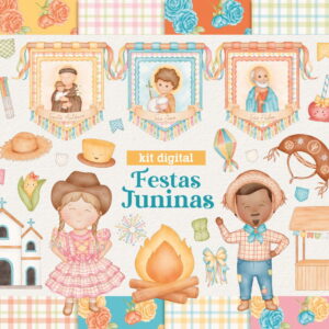 Kit Digital Festa Junina - Cliparts em Aquarela
