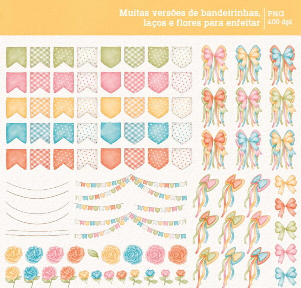 Kit Digital Festa Junina - Cliparts em Aquarela - Image 3