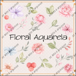 Kit Digital Floral Aquarela