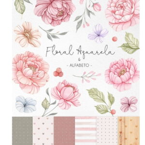 Kit Digital Floral Aquarela