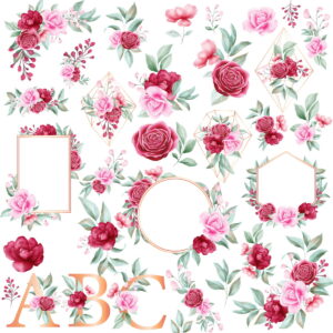 Kit Digital Floral Aquarela