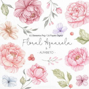 Kit Digital - Floral Aquarela