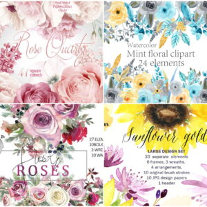 Kit Digital Floral Aquarela 04
