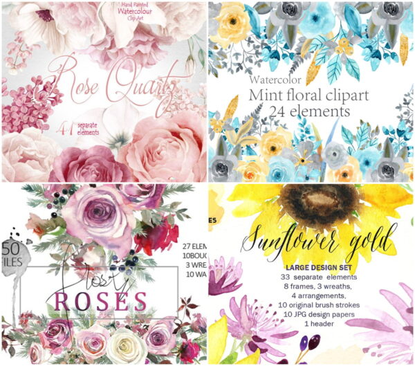 Kit Digital Floral Aquarela 04
