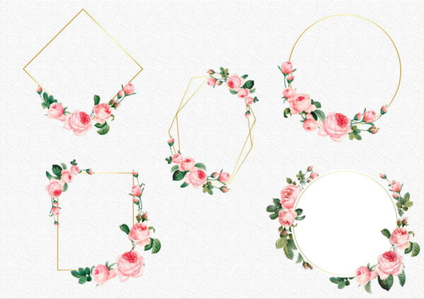 Kit Digital Floral Cliparts Rosa Png - Imagem 3