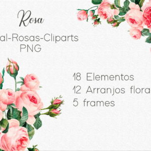 Kit Digital Floral Cliparts Rosa Png