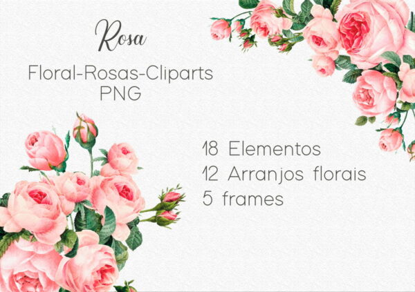 Kit Digital Floral Cliparts Rosa Png